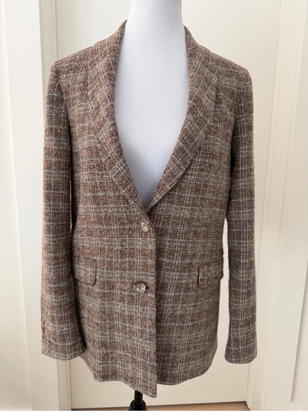 MOS MOSH Bena Etna Blazer Two Button Tweed Plaid Academia Old Money Quiet Luxury